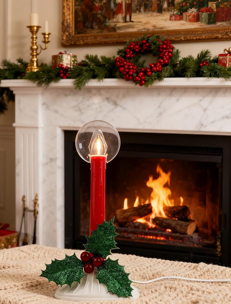 Adirxon Plug in Electric Christmas Window Candles, 2-Pack with 2 Extra Bulbs, Red Taper Candle Lamp with 2200K Warm White Glow for Windows, Festive Party & Holiday Decorations - Image 4